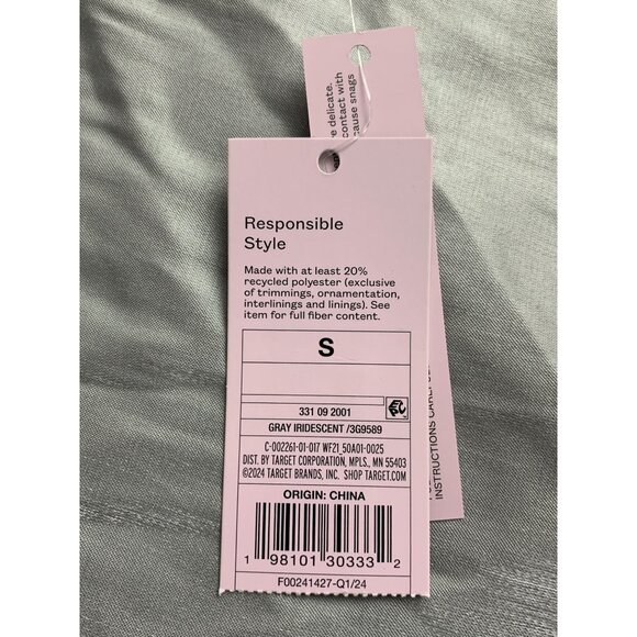 Wild Fable Gray Iridescent Satin Maxi Dress Adjustable Spaghetti Strap Small - Picture 8 of 12